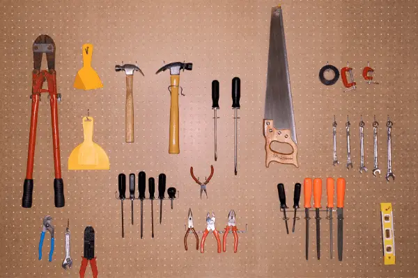 pegboard with tools